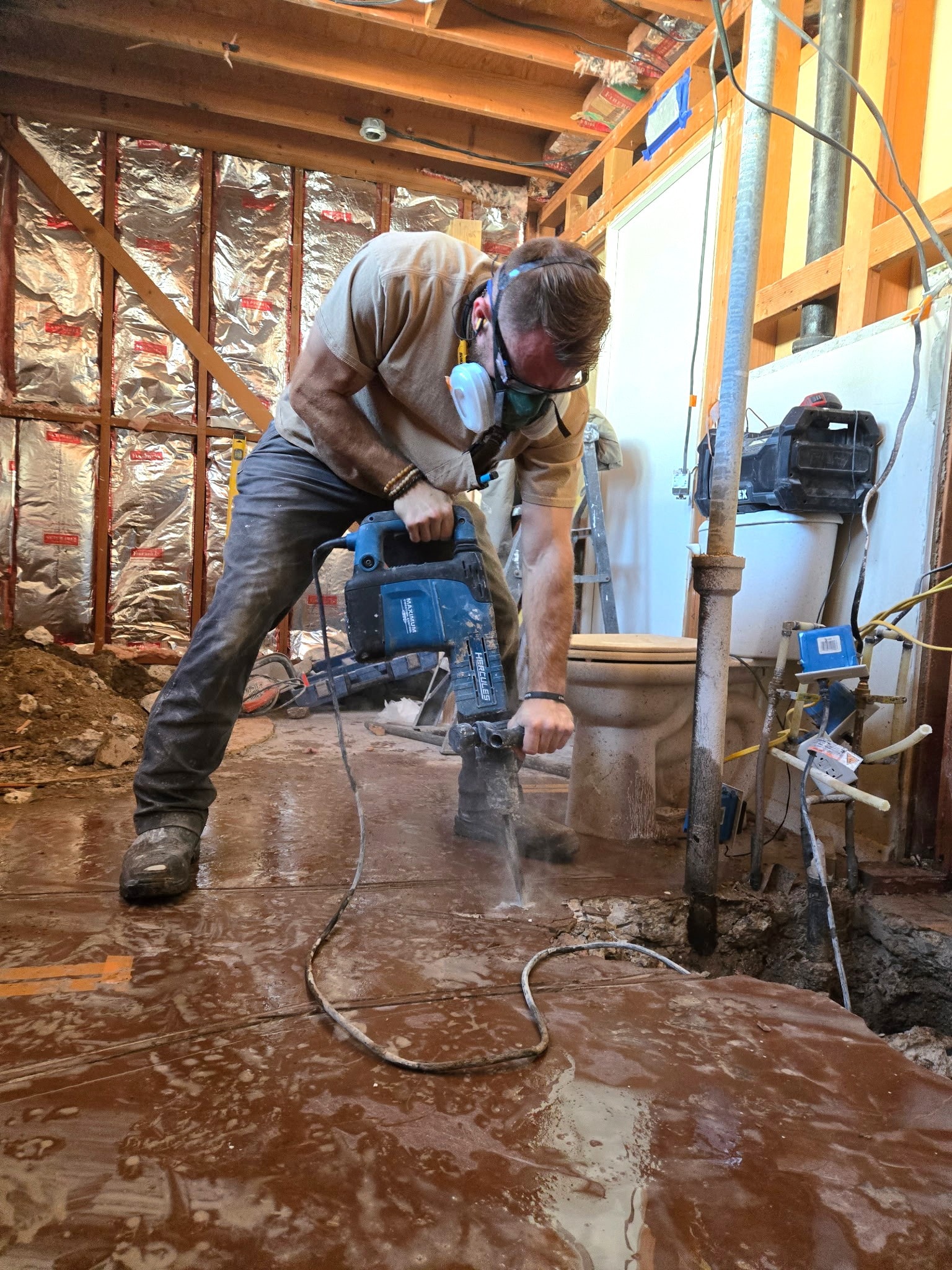 Birchard Remodeling crew hard at work on a bathroom remodel in Tucson, AZ