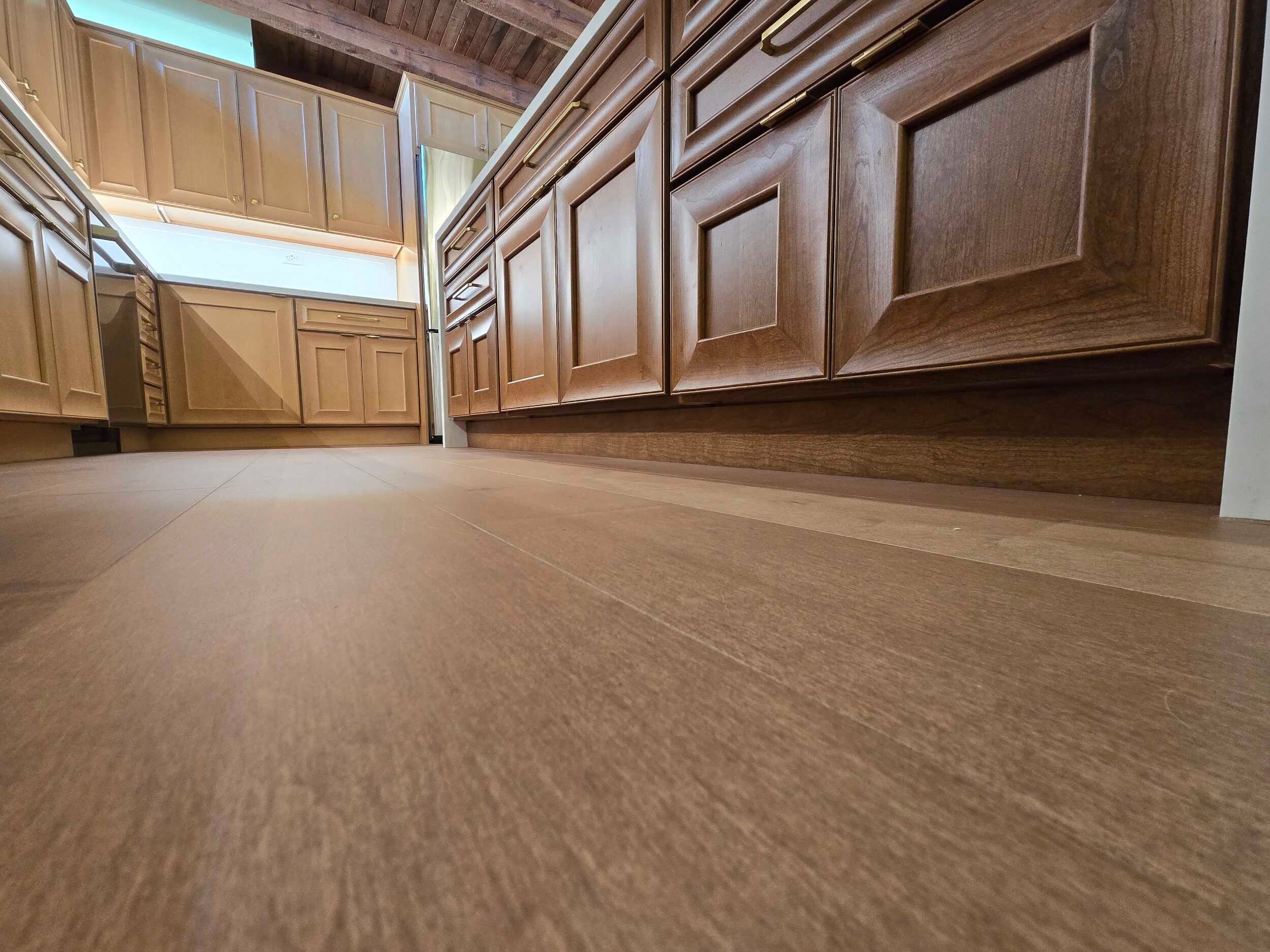 Hardwood flooring with custom cabinetry